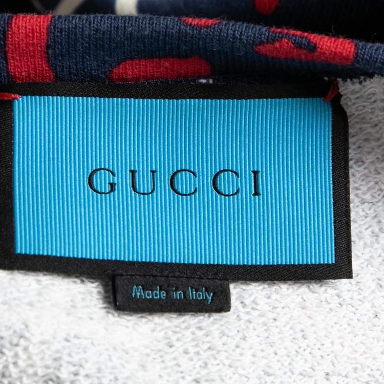 Pre Owned Gucci Blue Ghost Print Cotton Round Neck Sweatshirt XL