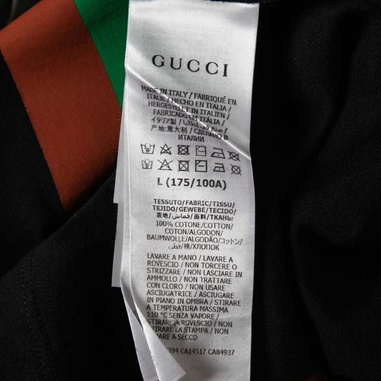 Pre Owned Gucci Black Not Fake Printed Cotton Short Sleeve T-Shirt L
