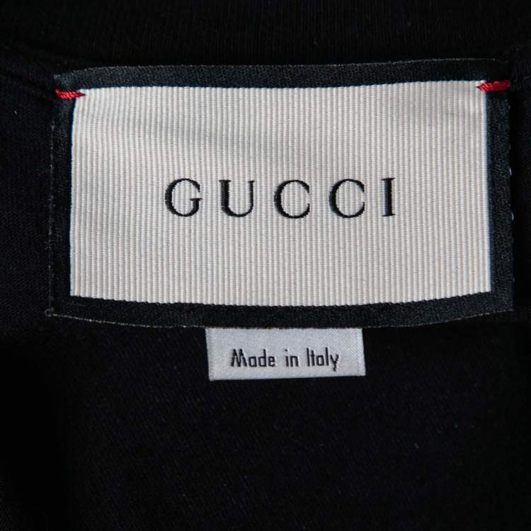 Pre Owned Gucci Black Not Fake Printed Cotton Short Sleeve T-Shirt L