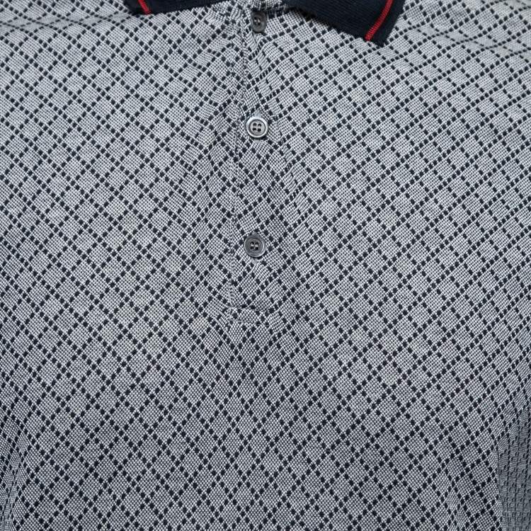 Pre Owned Gucci Navy Blue Patterned Cotton Pique Slim Fit Polo T-Shirt L