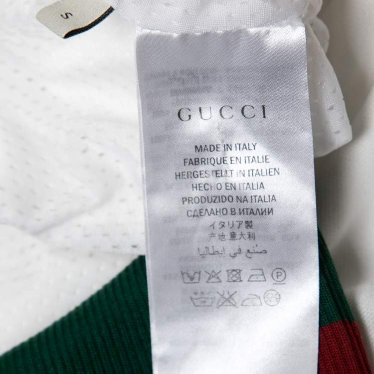 Pre Owned Gucci White Cotton Stretch Striped Detail Track Jacket S
