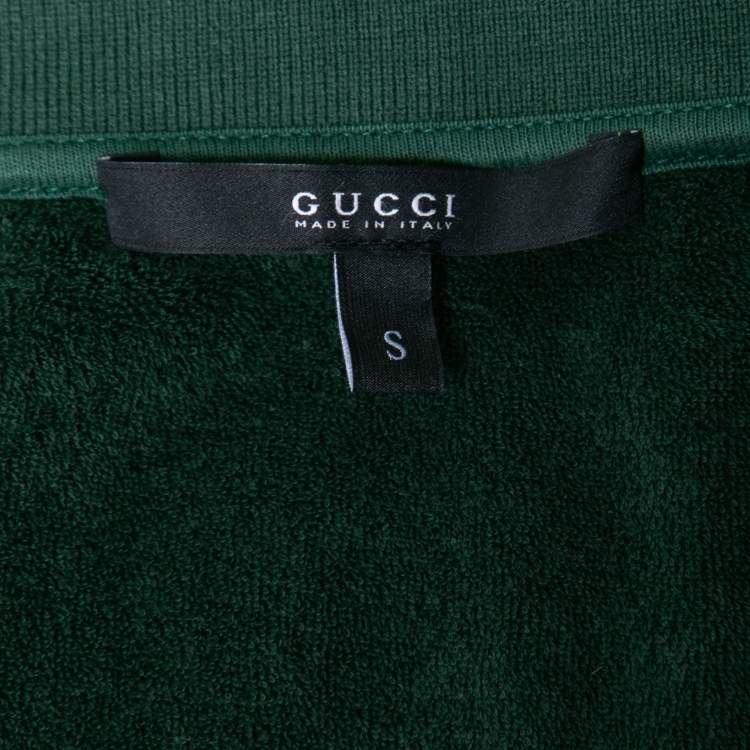 Pre Owned Gucci Green Logo Embroidered Cotton Tracksuit Jacket M