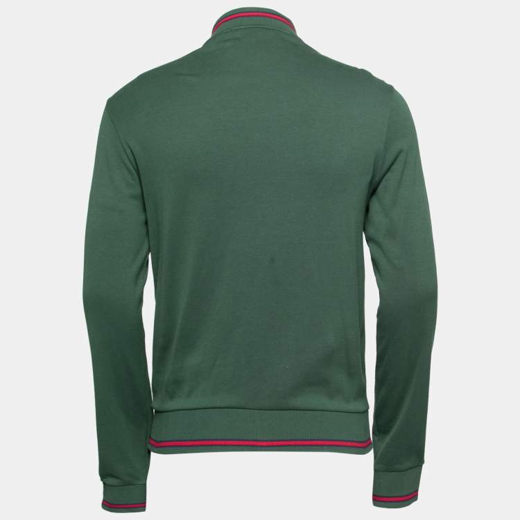 Pre Owned Gucci Green Logo Embroidered Cotton Tracksuit Jacket M