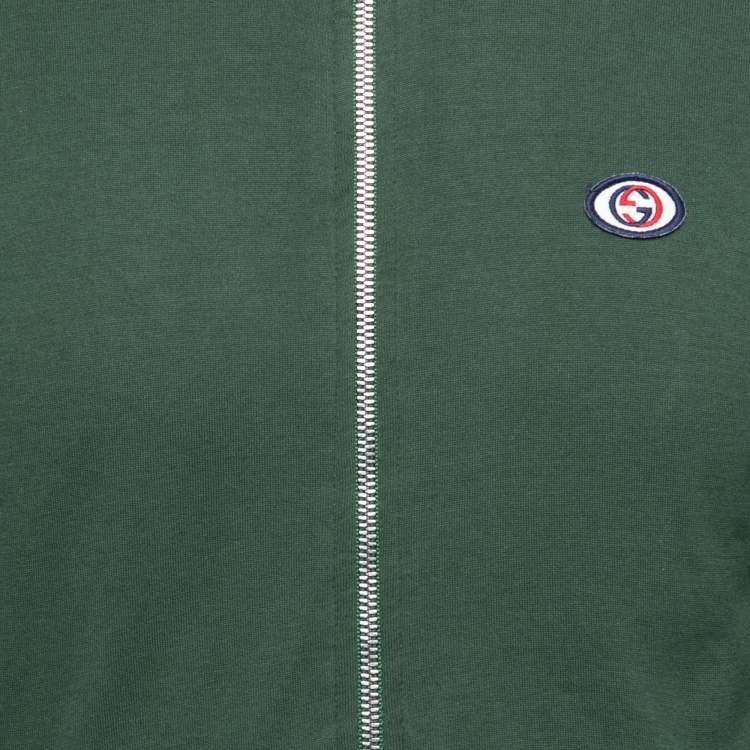 Pre Owned Gucci Green Logo Embroidered Cotton Tracksuit Jacket M
