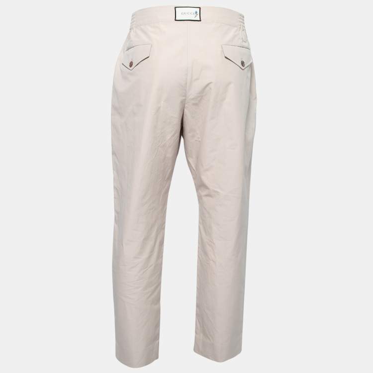 مملوكة مسبقًا Gucci Beige Cotton Elastic Waist Trousers XL Waist 34" 