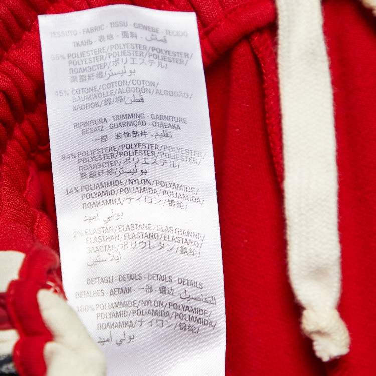 Pre Owned Gucci Red Technical Jersey Contrast GG Tape Detail Track Pants S