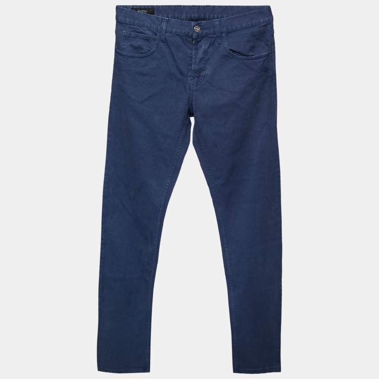 Pre Owned Gucci Blue Denim Skinny Fit Jeans S Waist: 32"