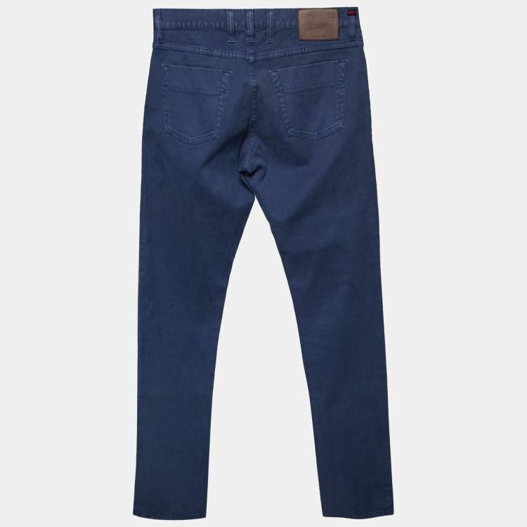 Pre Owned Gucci Blue Denim Skinny Fit Jeans S Waist: 32"