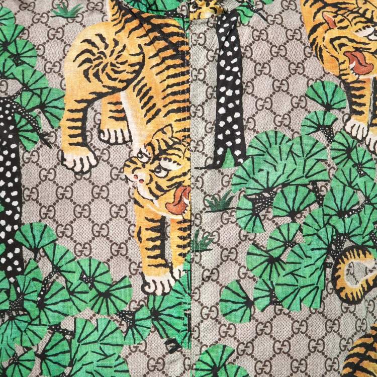 Pre Owned Gucci Brown Bengal Tiger Print Synthetic Jacket S
