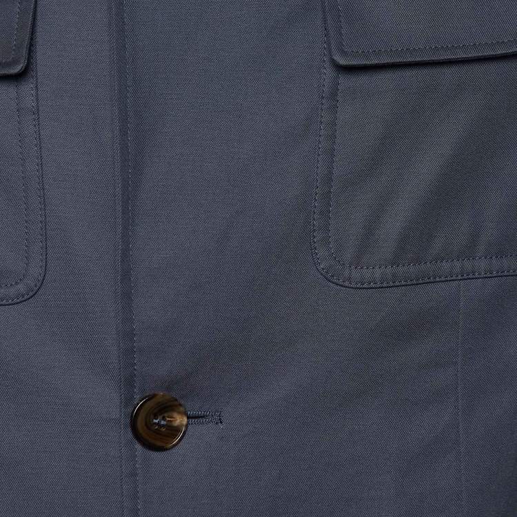 Pre Owned Gucci Blue Cotton Zip Front  Jacket M