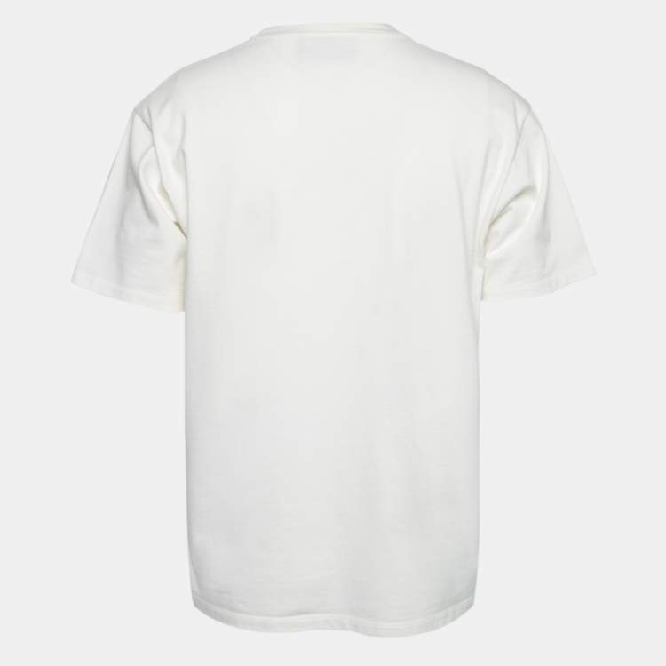 Pre Owned Gucci White Blade Print Cotton Crewneck T-Shirt M