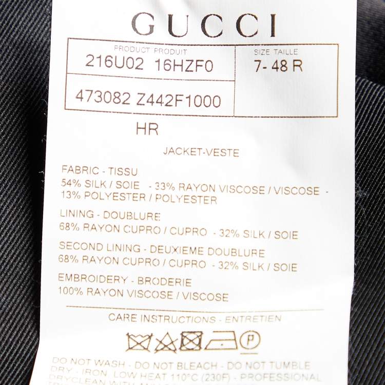 Pre Owned Gucci Black Silk Jacquard Tiger Hollywood Applique Blazer M