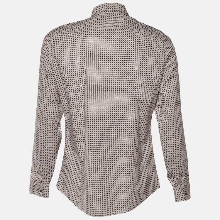 Pre Owned  Gucci Beige Floral Printed Cotton Slim Fit Shirt L