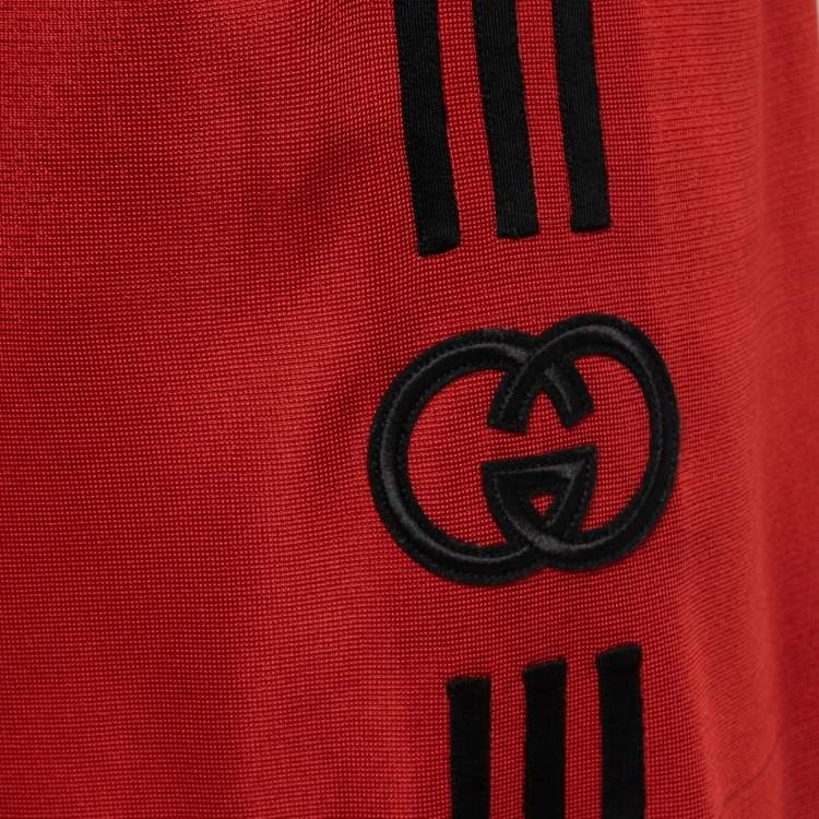 Pre Owned Gucci X adidas Red GG Monogram Knit Bermuda Shorts M