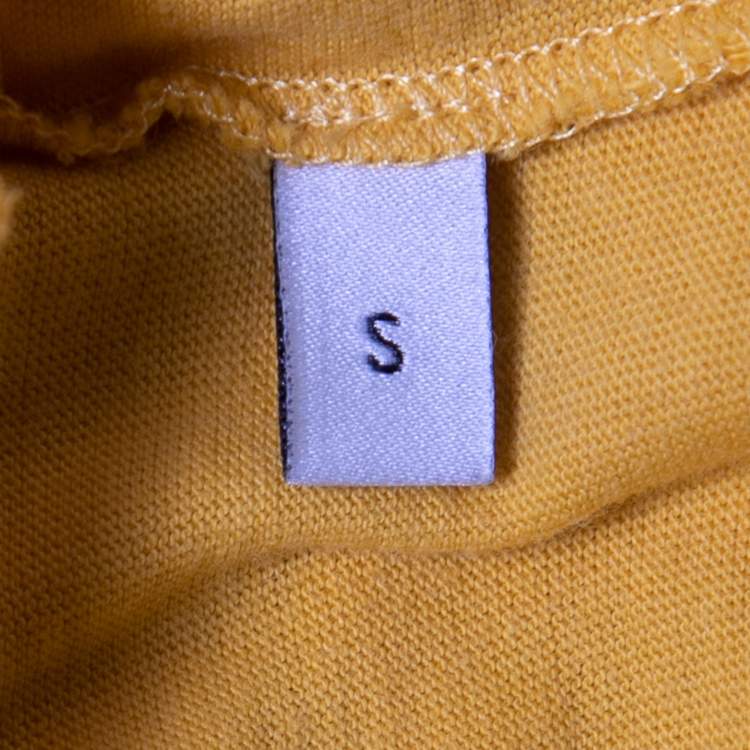 Pre Owned Gucci Yellow Metal Logo Print Cotton Oversized T-Shirt S