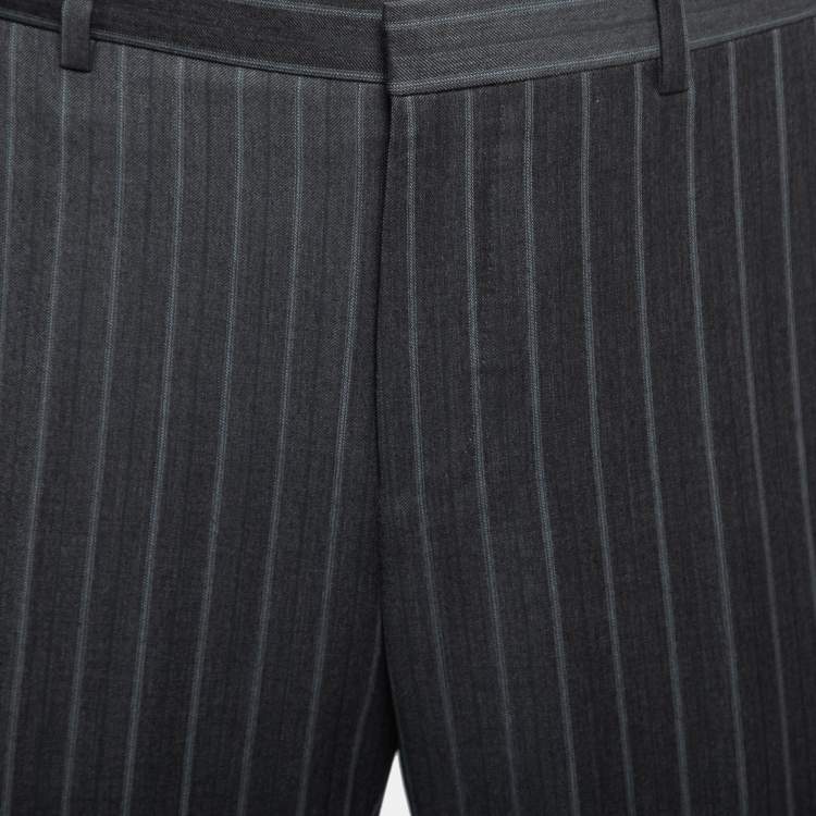 Pre Owned Gucci Grey Striped Wool Tailored Trousers L