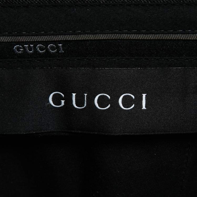 Pre Owned Gucci Grey Striped Wool Tailored Trousers L