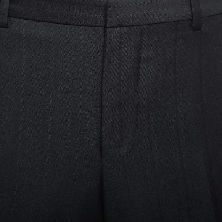 Pre Owned Gucci Black Wool Crepe Trousers L