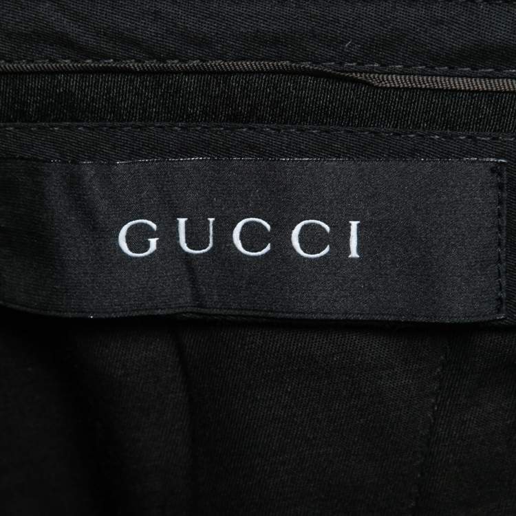 Pre Owned Gucci Black Wool Crepe Trousers L