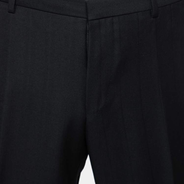 Pre Owned Gucci Black Wool Crepe Trousers L
