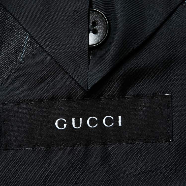 Pre Owned Gucci Grey Striped Wool Crepe Single-Breasted Blazer XL