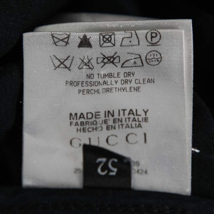 Pre Owned Gucci Navy Blue Cotton Skinny Fit Trousers XL