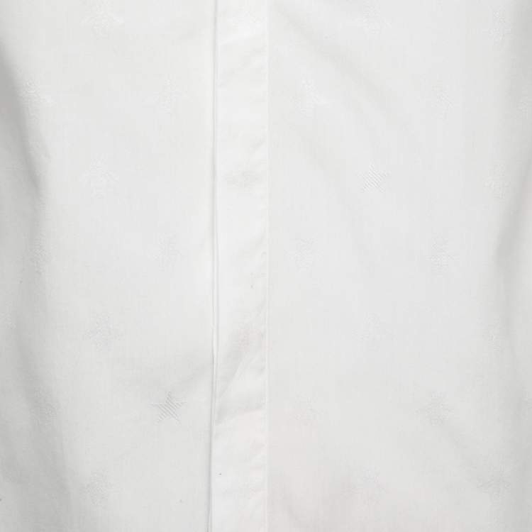 Pre Owned Gucci White Cotton Symbols Fil Coupé Oxford Shirt L