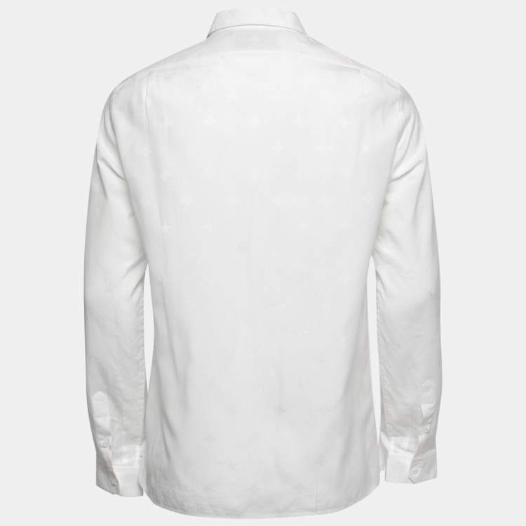 Pre Owned Gucci White Cotton Symbols Fil Coupé Oxford Shirt L