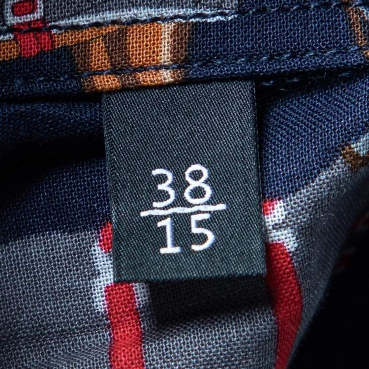 مملوكة مسبقًا Gucci  Navy Blue Horse Printed Cotton Duke Shirt S