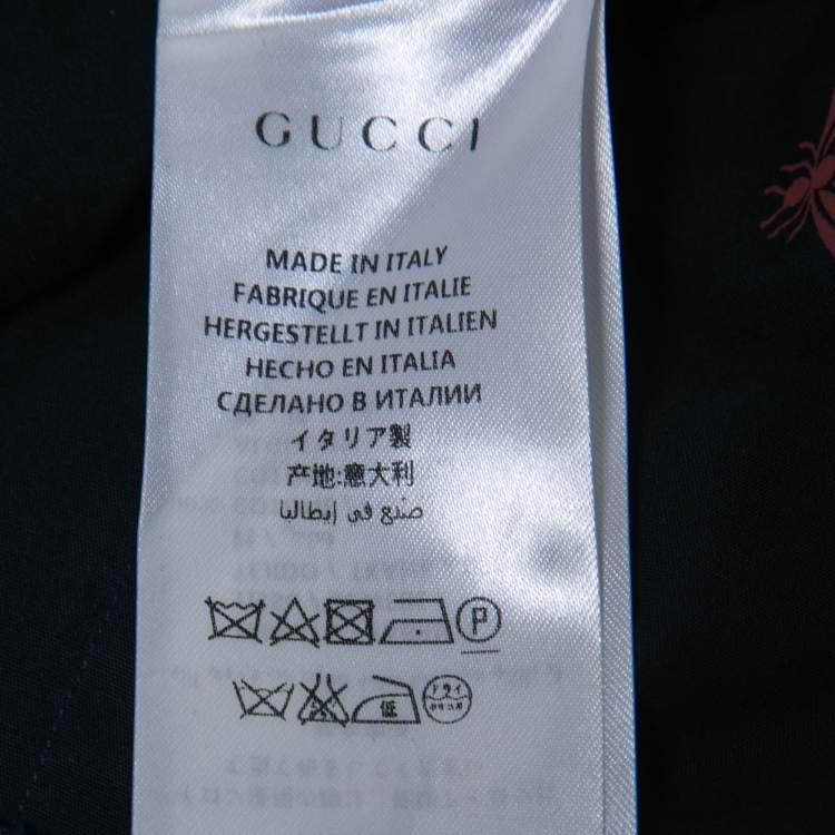 Pre Owned Gucci Navy Blue Bee Printed Cotton Duke Shirt M 