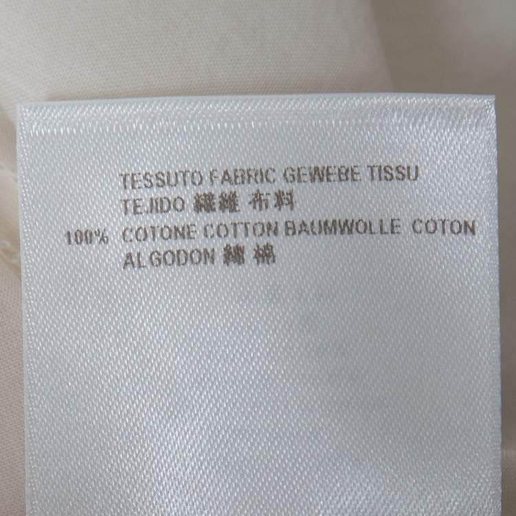 Pre Owned Gucci Ecru Voile Bib Neck Button Front Shirt M