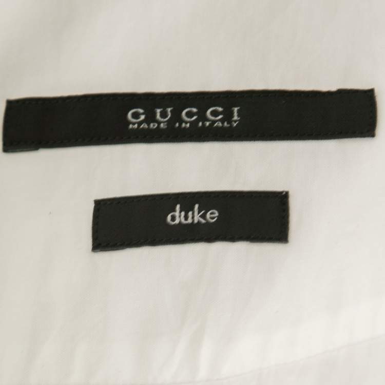 Pre Owned Gucci White Cotton Button Front Duke Shirt L