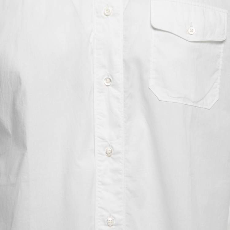 Pre Owned Gucci White Cotton Button Front Duke Shirt L