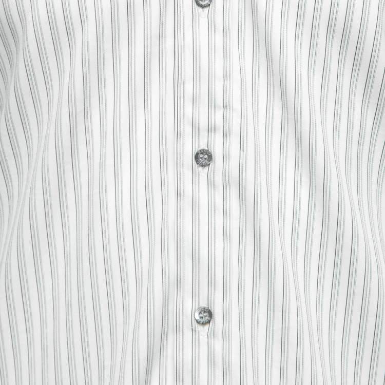 Pre Owned Gucci White Striped Cotton Stretch Fitted Button Front Shirt S