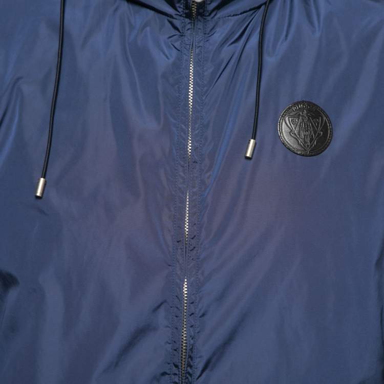 Pre Owned Gucci Blue Synthetic Hooded Zip-Up Jacket M