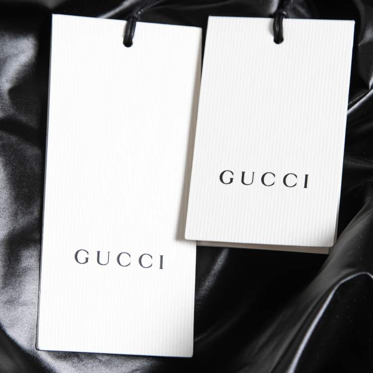 Pre Owned Gucci Dapper Dan Black & Gold Leather Logoed Hooded Jacket M