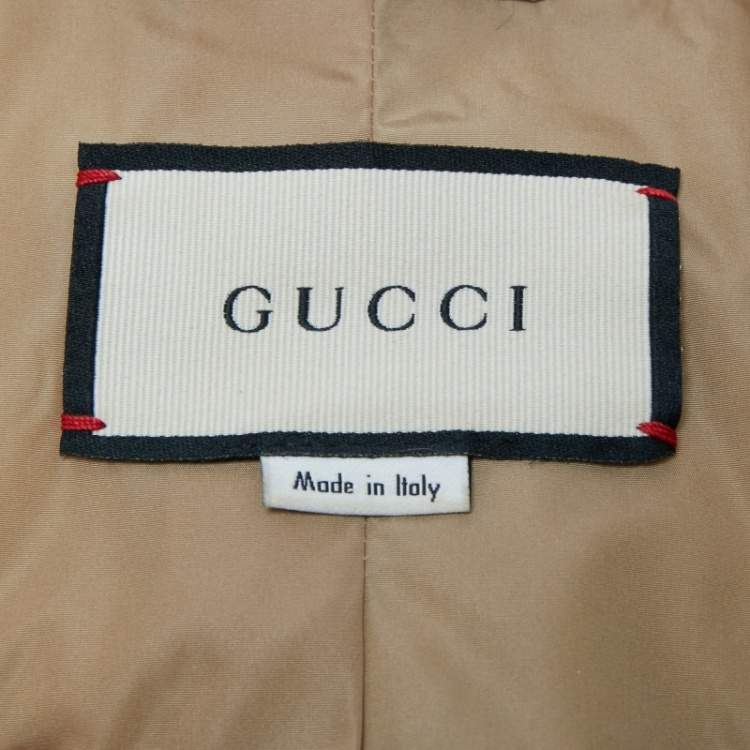 Pre Owned Gucci Beige GG Monogram Synthetic Fake Or Not Hooded Windbreaker Jacket S