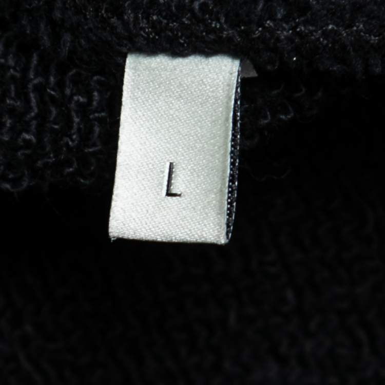 Pre Owned Gucci Black Cotton Knit Blind for Love Tiger Patch Hoodie L