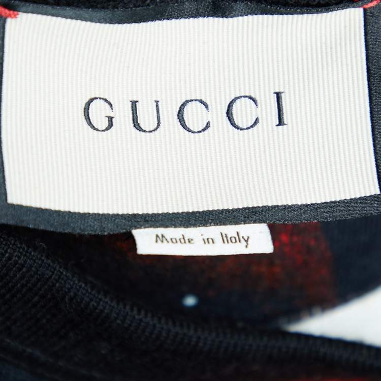 Pre Owned Gucci Black Snake & Space Printed Cotton Knit Crewneck Sweatshirt S