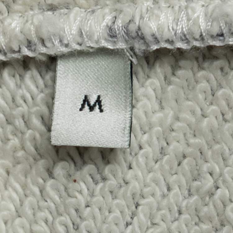 Pre Owned Gucci Grey Cotton Logo Print Embroidered Hoodie M