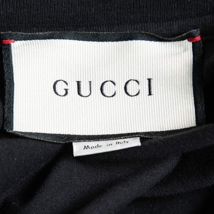 Pre Owned Gucci Black Cotton Blade Logo Print T-Shirt S