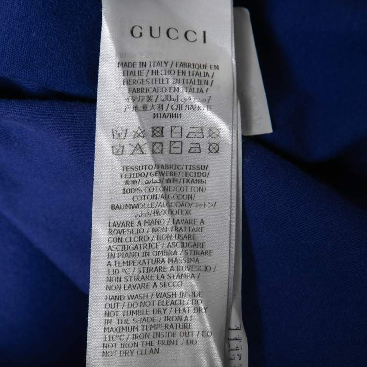 Pre Owned Gucci Blue Cotton Logo Printed Short Sleeve T-Shirt XS