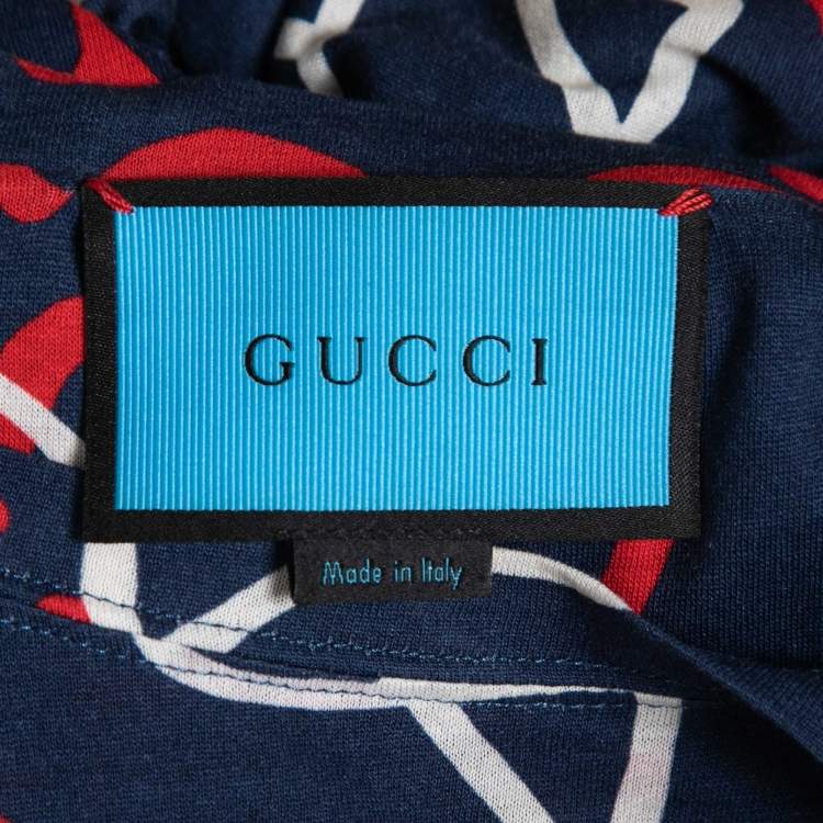 Pre Owned Gucci Blue Ghost GG Print Cotton T-Shirt S