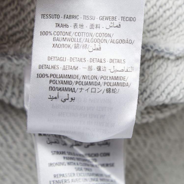Pre Owned Gucci Grey Cotton Jersey Logo Web Trimming Zip-Up Hoodie L