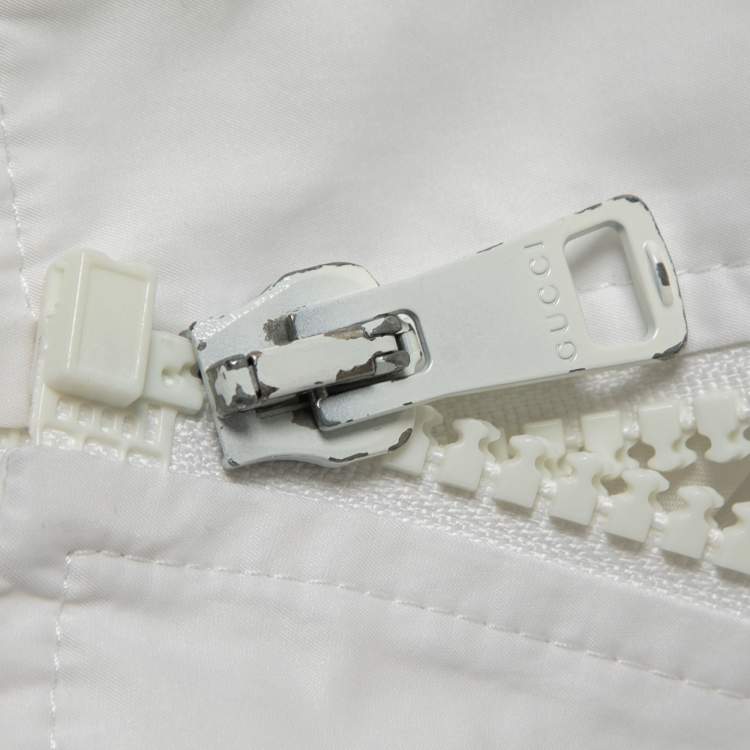 مملوكة مسبقًا Gucci White Synthetic Zip-Up Jacket XL