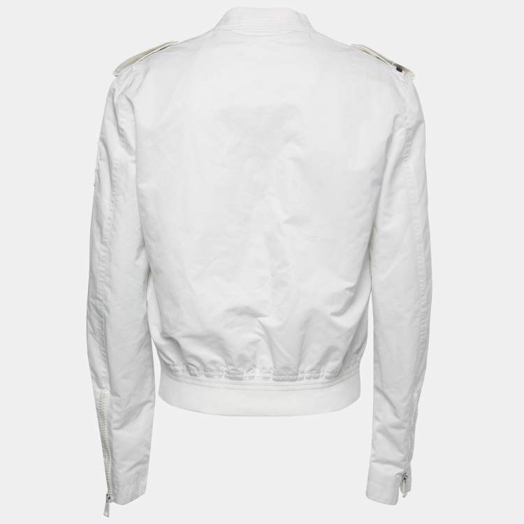 مملوكة مسبقًا Gucci White Synthetic Zip-Up Jacket XL
