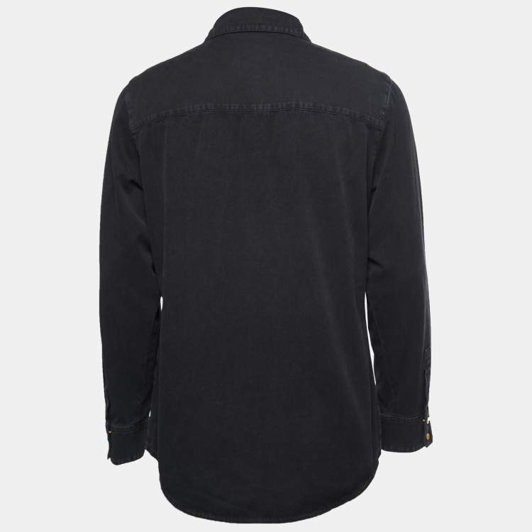 Pre Owned Gucci Black Denim Horsebit Detail Shirt M