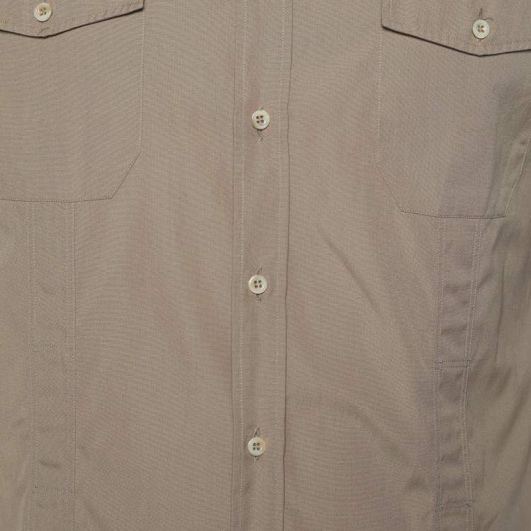 Pre Owned Gucci Light Brown Cotton Duke Fit Shirt L