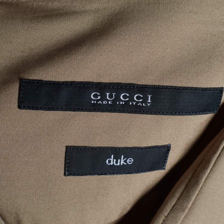 Pre Owned Gucci Light Brown Cotton Duke Fit Shirt L