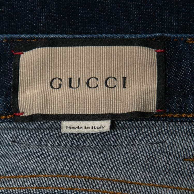 Pre Owned Gucci Blue Dark Wash Denim Tapered Jeans L / Waist: 35"